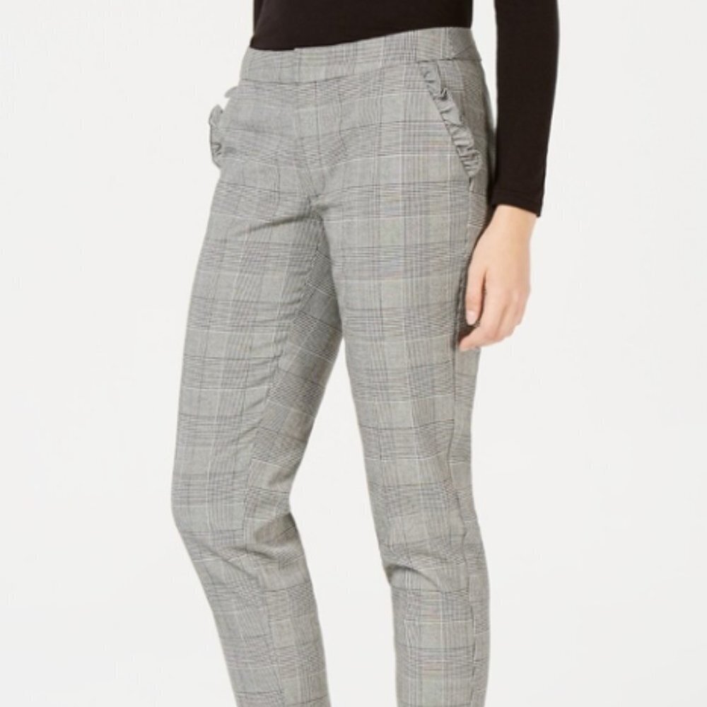Maison Jules NWT Stardust Houndstooth Plaid Flat Front Slim Cropped Pants Sz 12